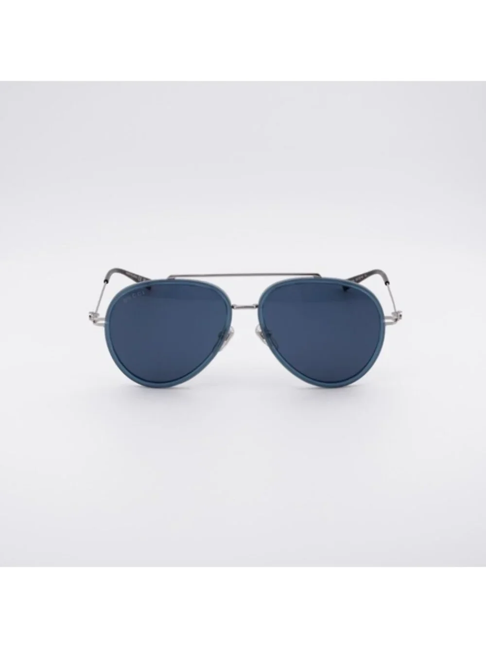 Gucci GG1981S 003 Sunglasses Blue/Silver Aviator Frame, Blue Lenses